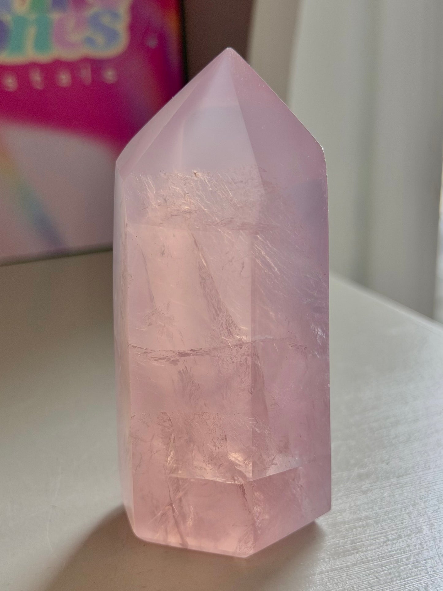 Purple toned jelly rose quartz tower