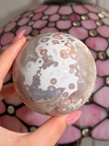 Pink amethyst x flower agate sphere