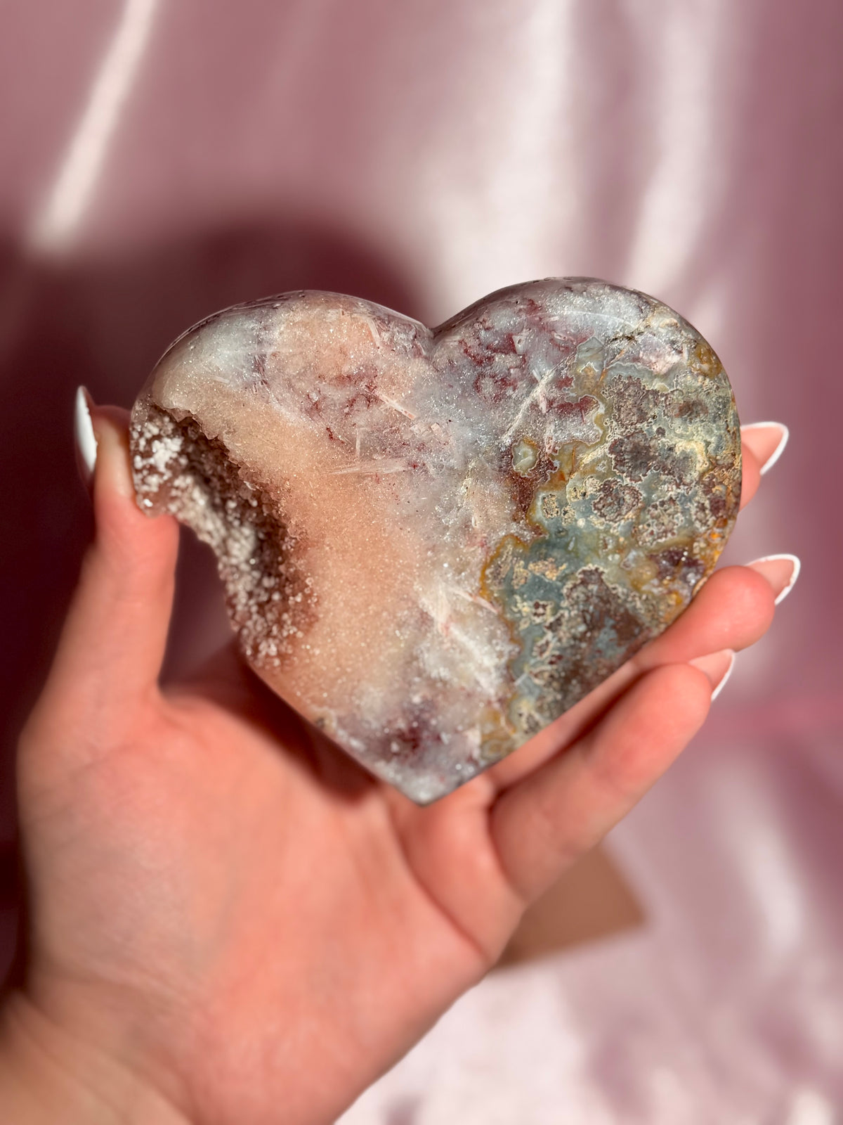Brazilian Pink Amethyst Heart On Stand