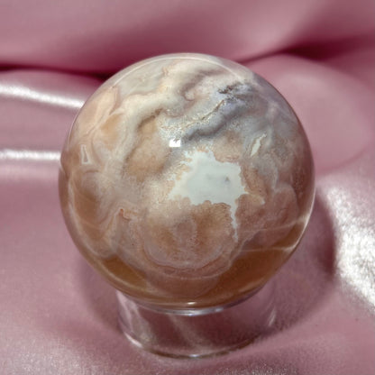Pink amethyst flower agate sphere (J)