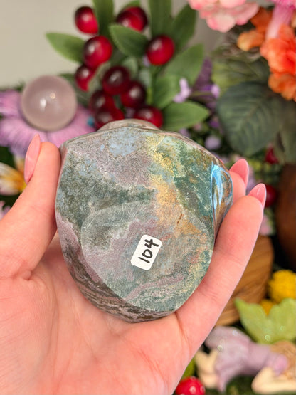 Lilac and green pastel sea jasper flame