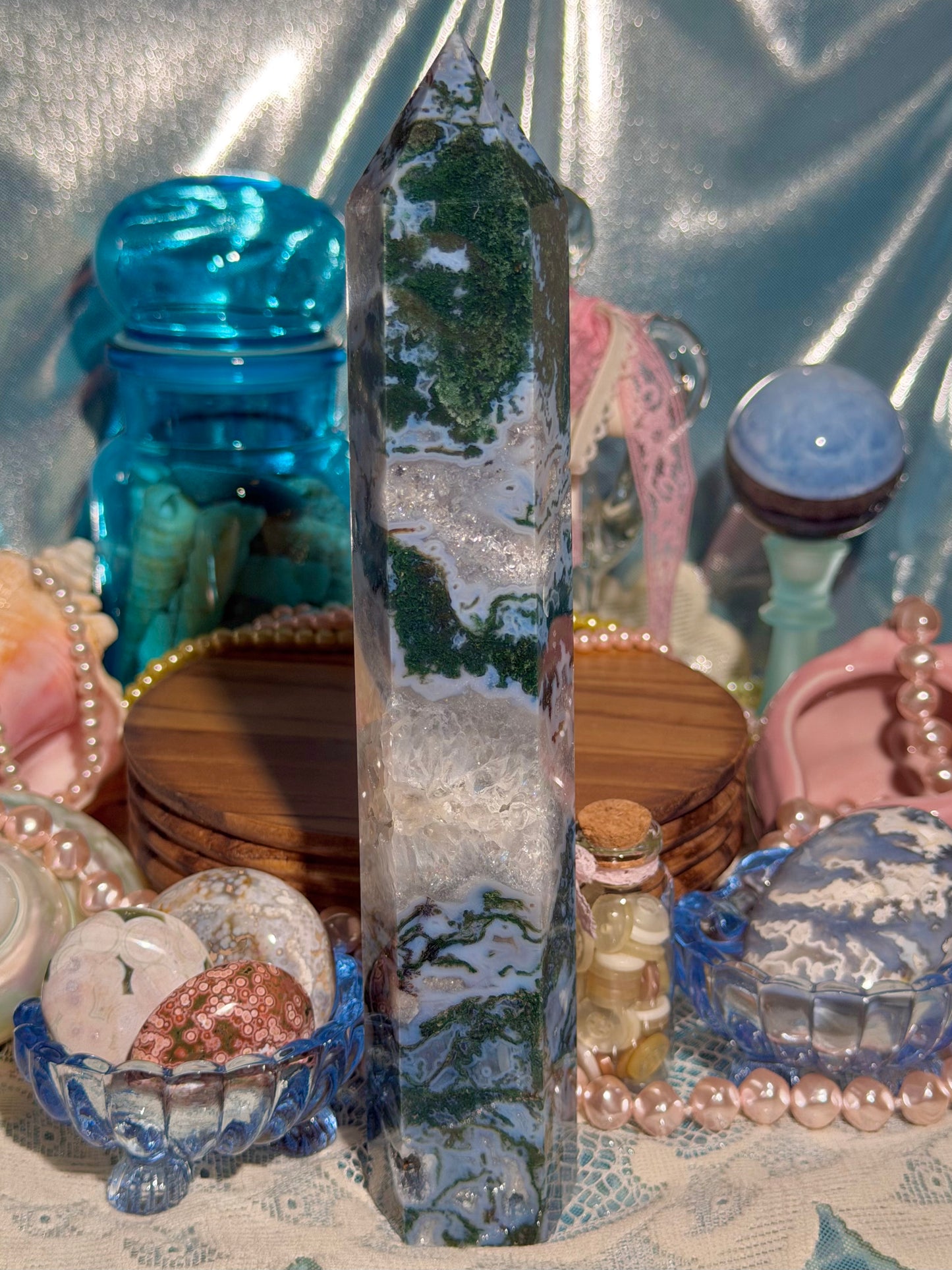Moss agate tower