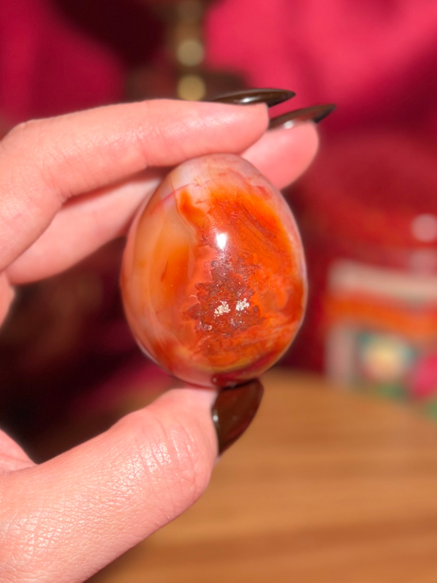 Funky pink n' peachy carnelian egg