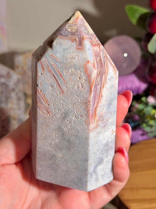 Unique purple and blue pink amethyst tower from Brazil