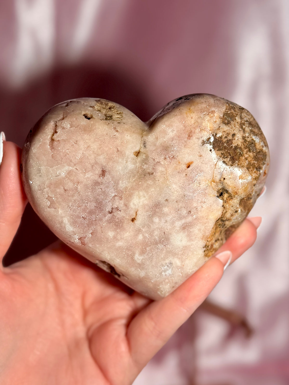 Brazilian Pink Amethyst Heart On Stand