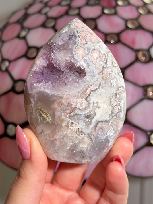 Flower agate x pink amethyst flame