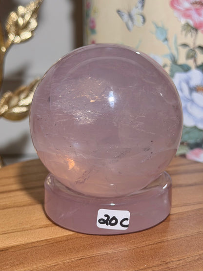 Purple rose quartz bowl or sphere display 20C