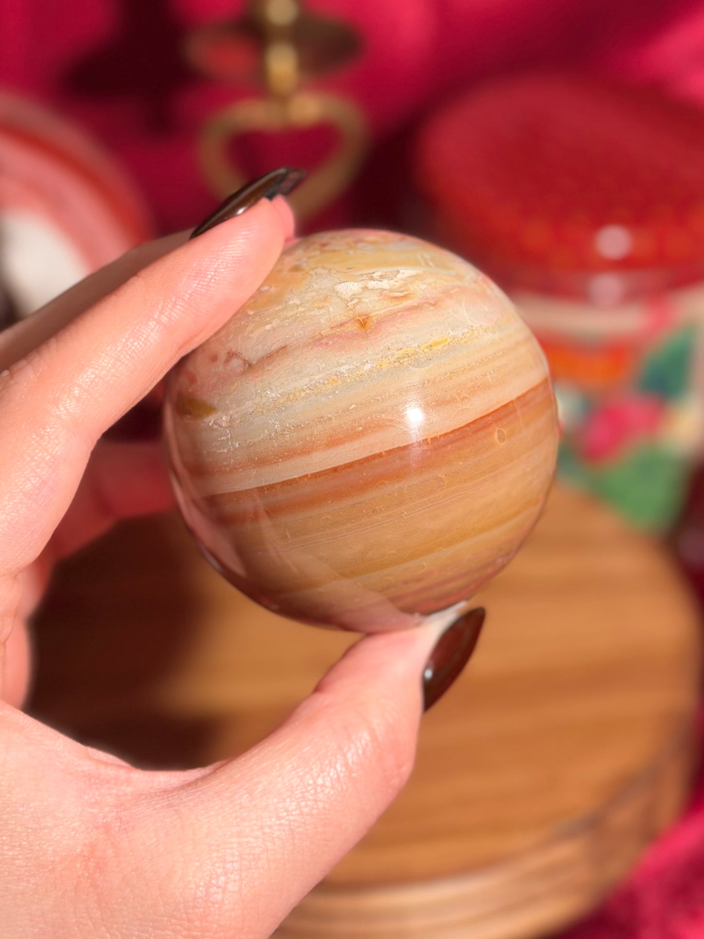 Warm toned polychrome jasper sphere