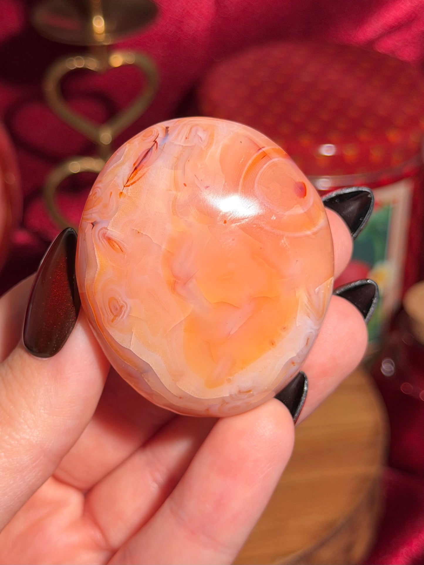 Pink carnelian palmstone 11C