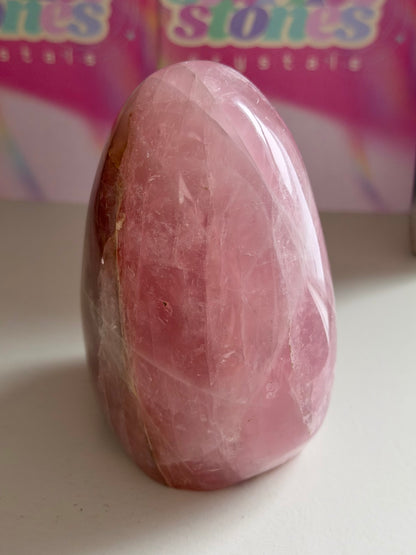 “Guava” pink rose quartz freeform