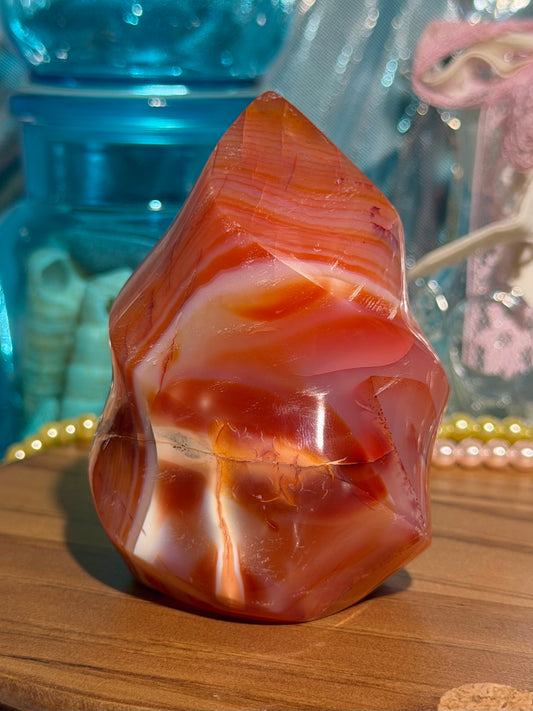 Colorful banded carnelian flame