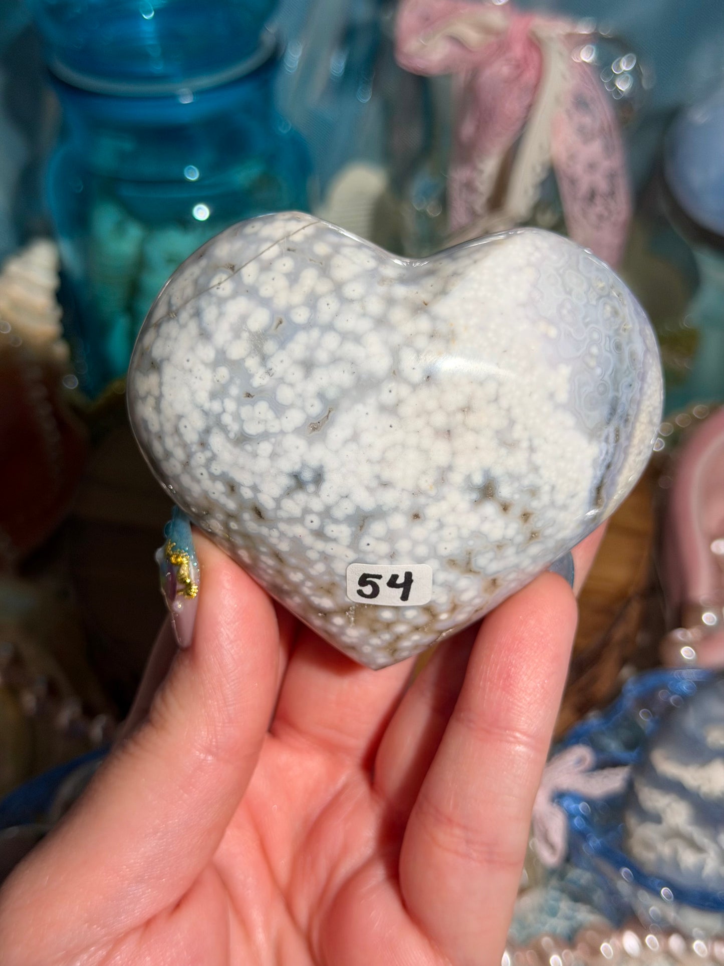 Pastel periwinkle orby sea jasper heart
