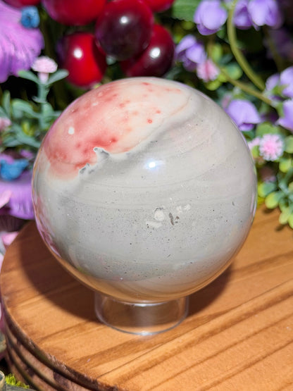 Strawberry zebra jasper sphere