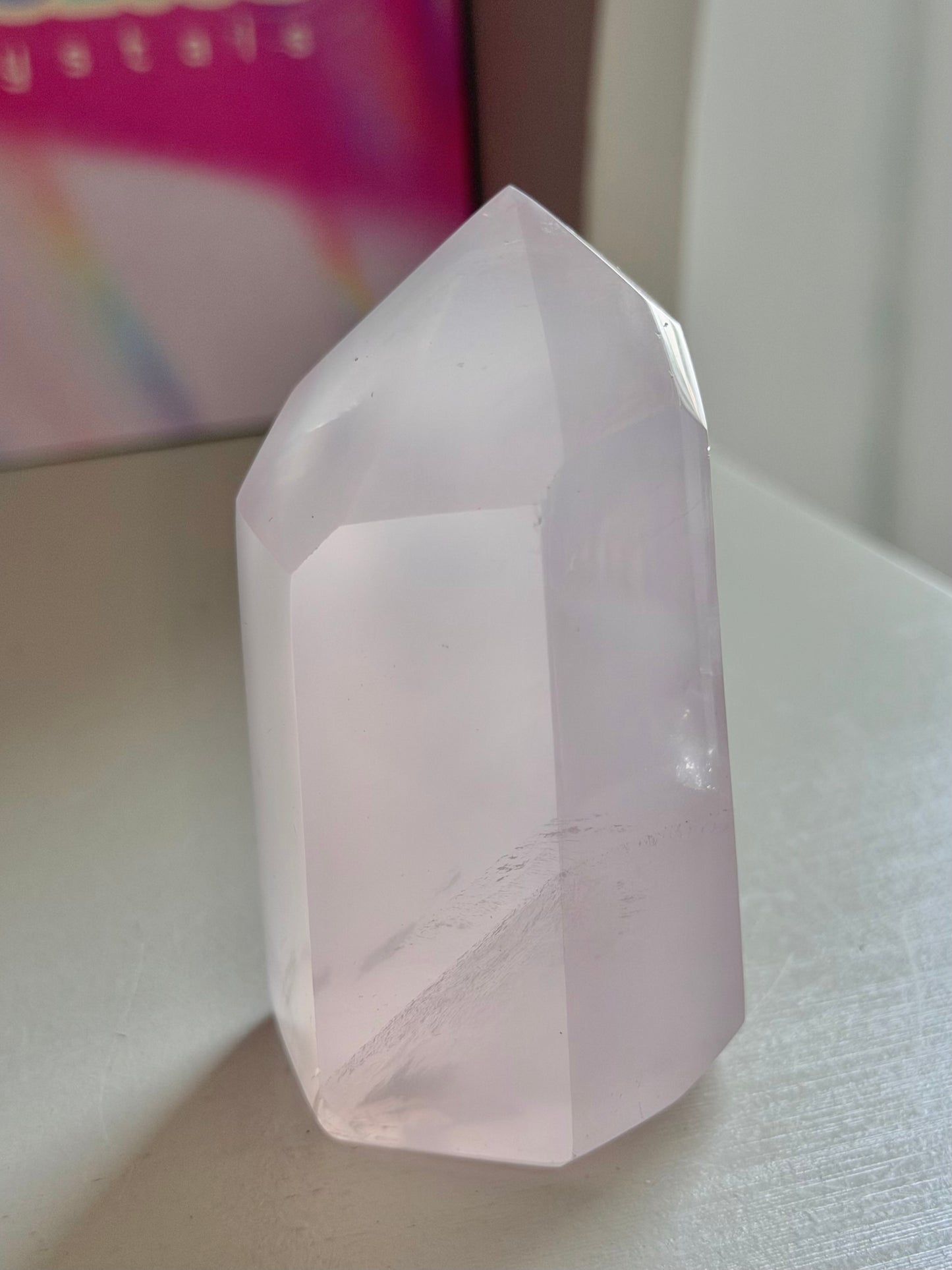 Jelly pink rose quartz tower