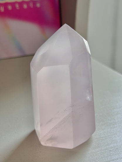 Jelly pink rose quartz tower