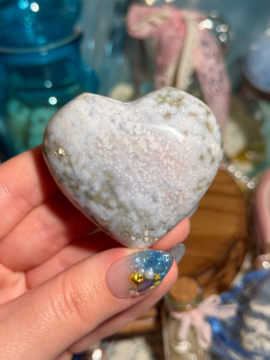 Pastel periwinkle orby sea jasper heart