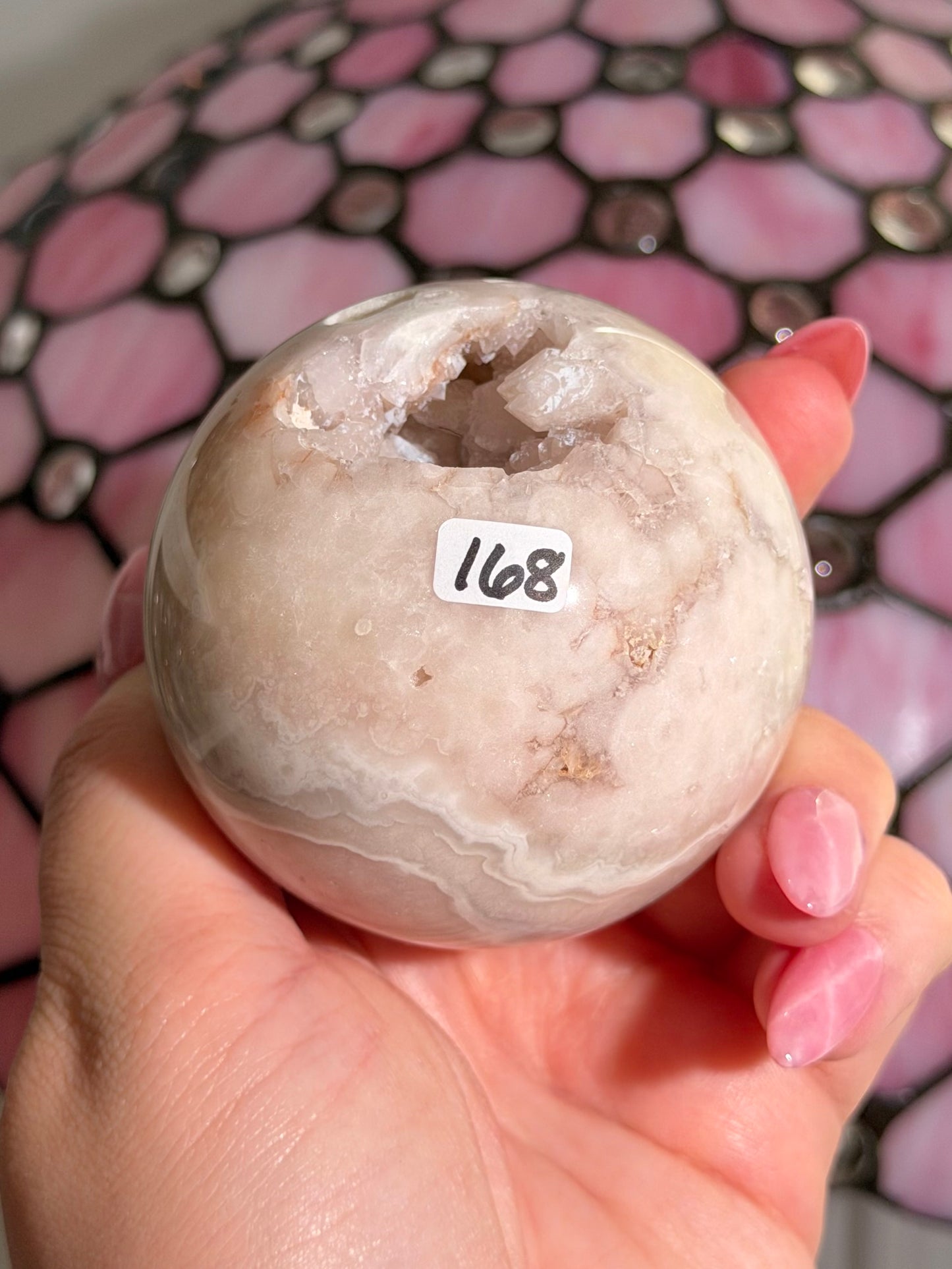 Pastel purple Pink amethyst x flower agate sphere