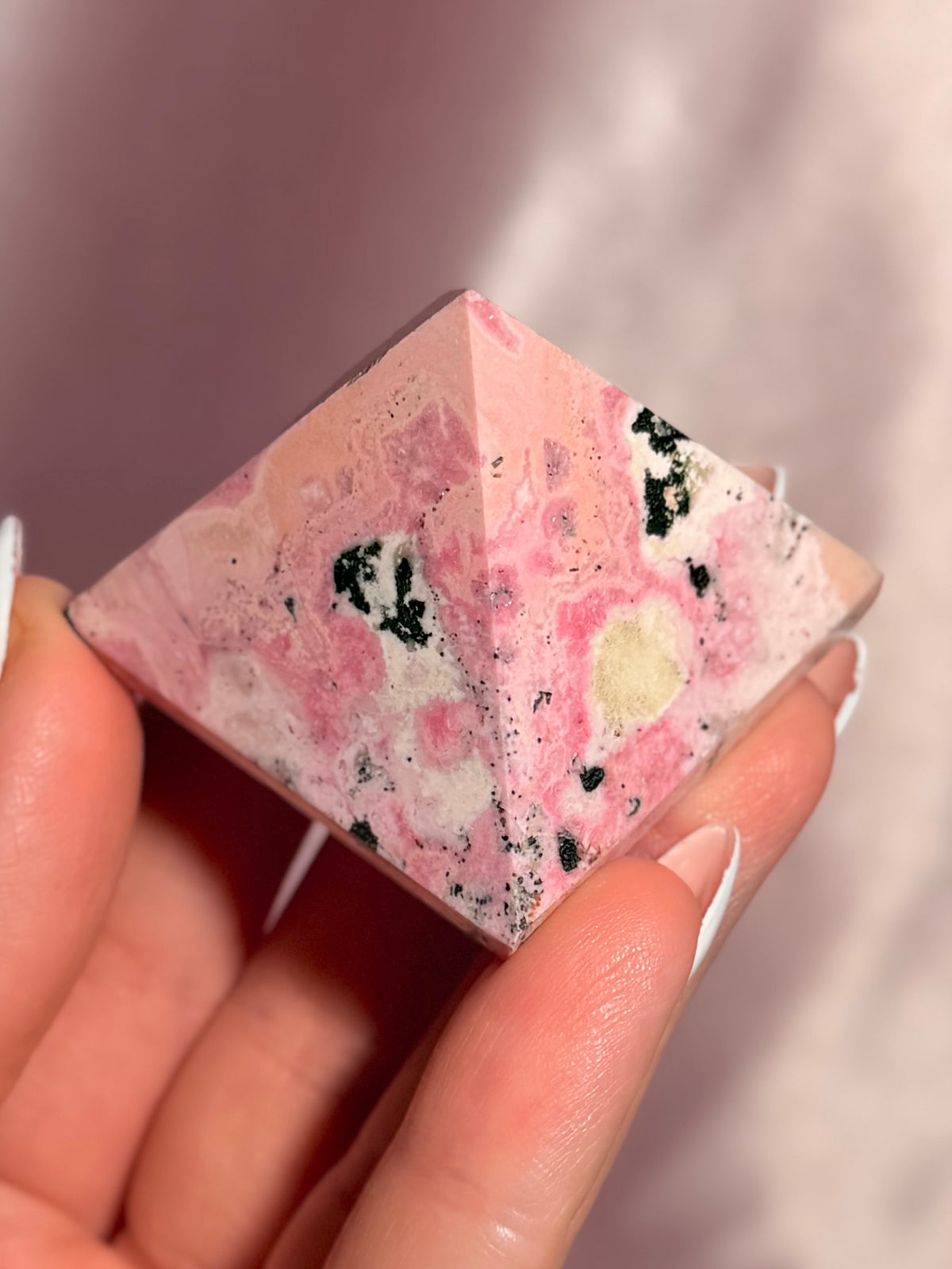 Peruvian Pink Rhodonite Pyramid (13C)