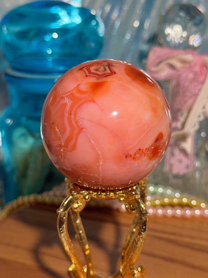 "Coral Reef" Carnelian sphere from Madagascar