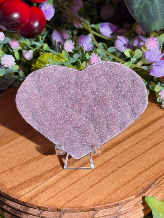 Pastel purple rainbow amethyst heart from Brazil