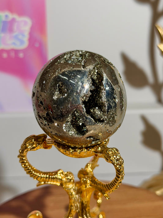Golden pyrite sphere from Peru