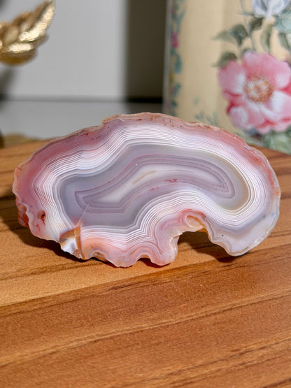 Pastel pink Patagonia agate with parallax banding