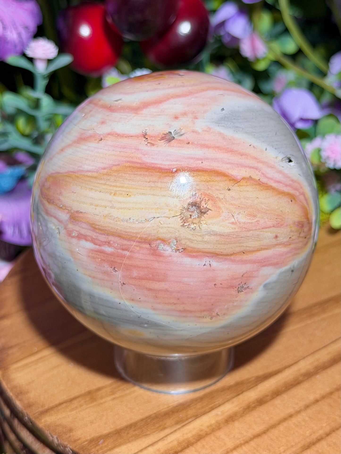 "Baby chicken" zebra jasper sphere