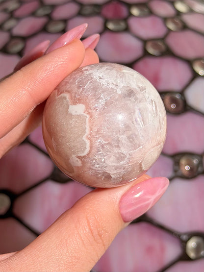 Pink amethyst x flower agate sphere