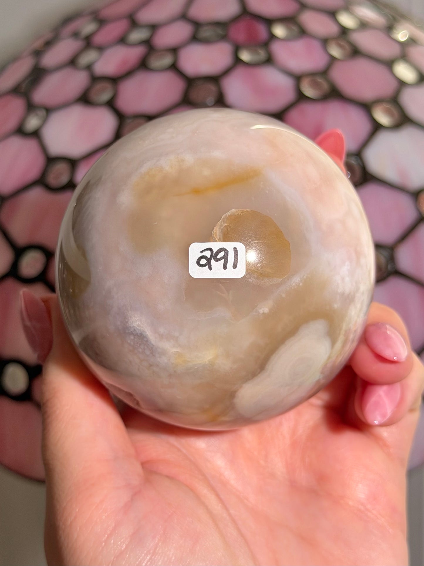 Pink amethyst x flower agate sphere