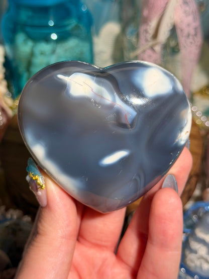 Orca agate heart 28A