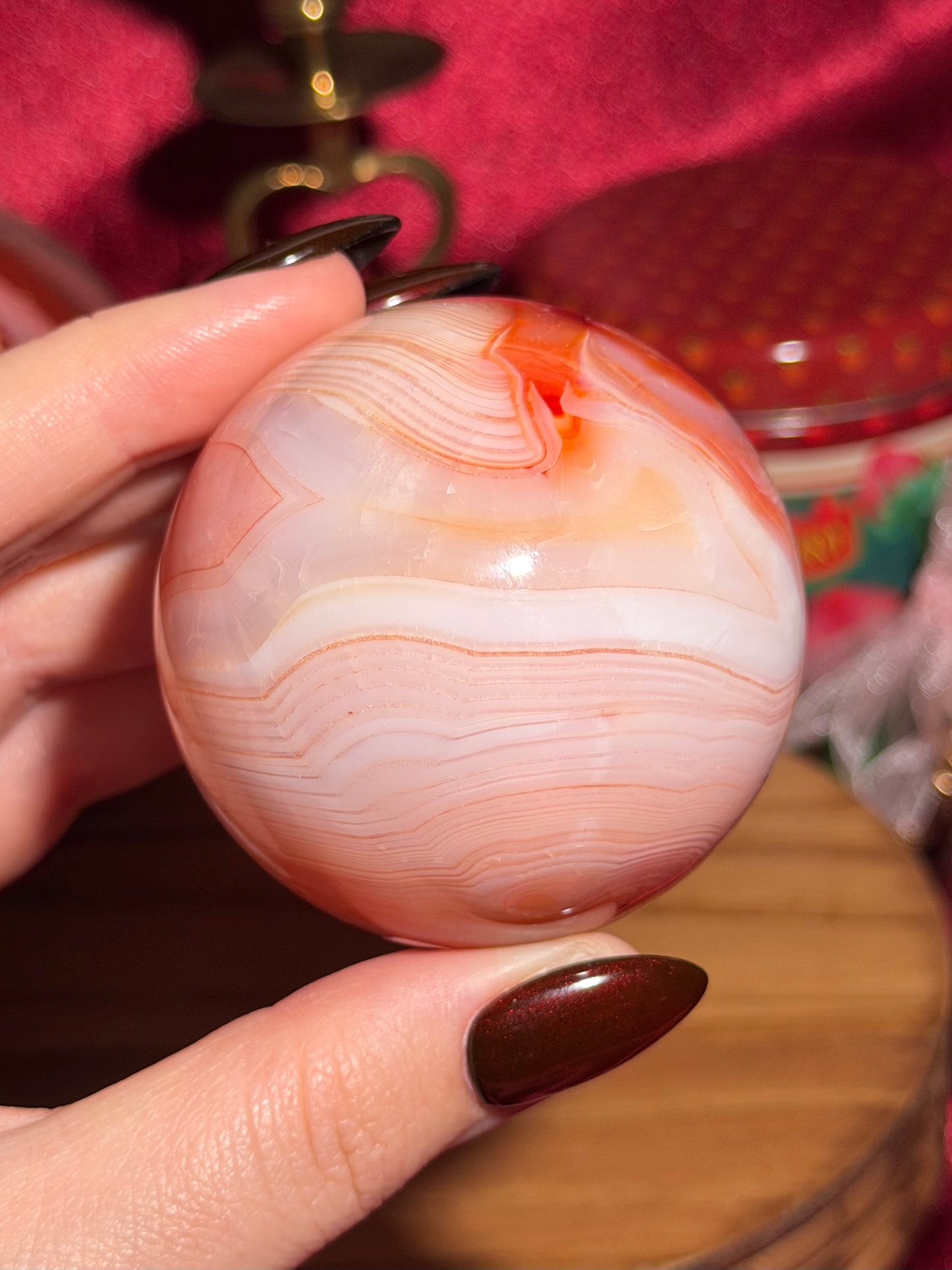 Pastel pink carnelian sphere