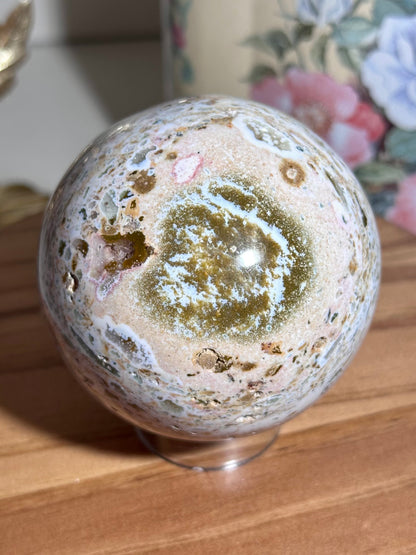 Beachy confetti sea jasper sphere