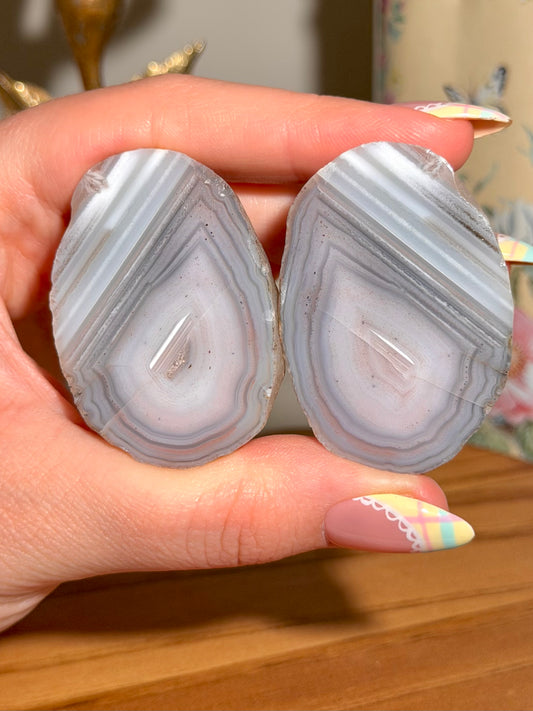 Pastel baby pink Patagonia agate pair