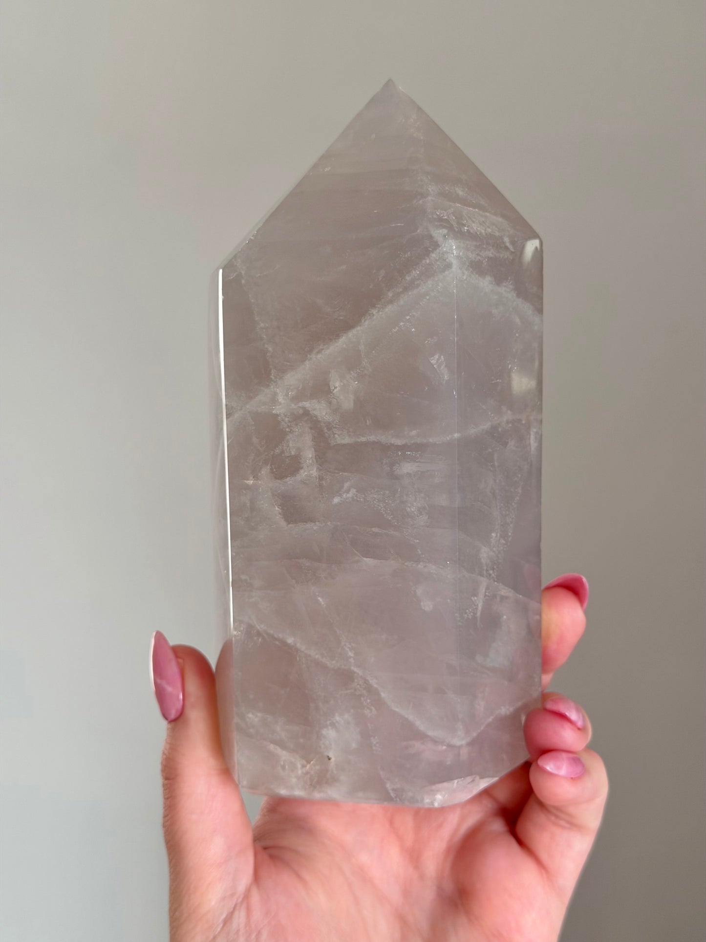 Ethereal Blue rose quartz tower