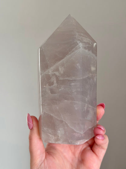 Ethereal Blue rose quartz tower