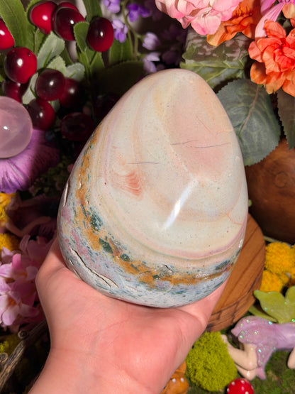 Large pastel rainbow sea jasper freeform