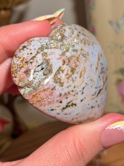 Pastel veinless Ocean Jasper heart