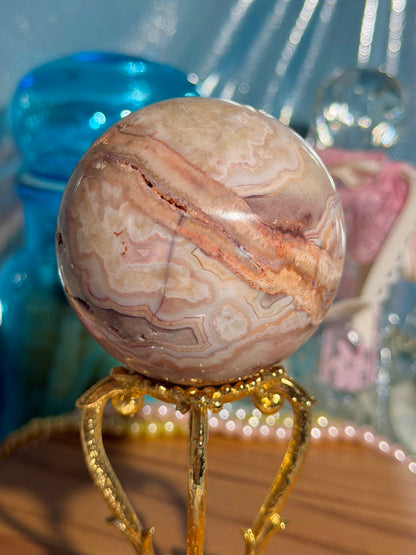 "Coral Reef" Indonesian crazy lace agate sphere 30B