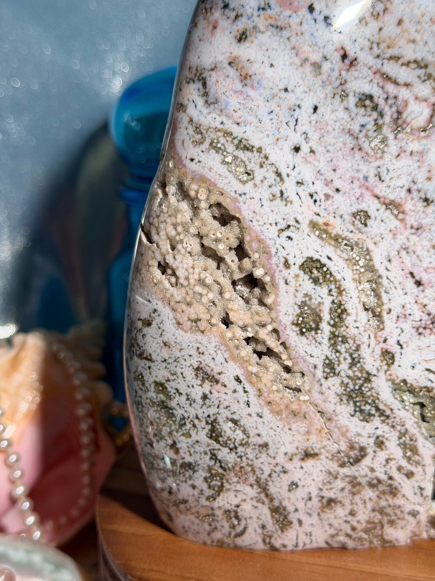 Statement Pastel Rainbow Orbicular Veinless Ocean Jasper™ freeform from Madagascar
