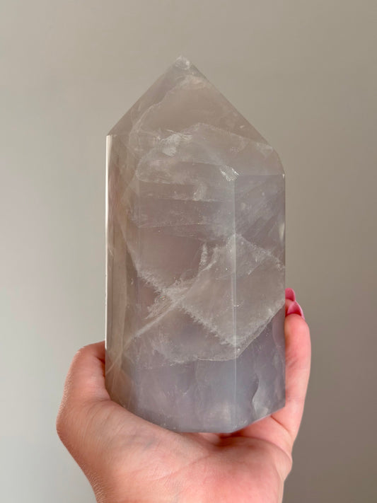Ethereal Blue rose quartz tower