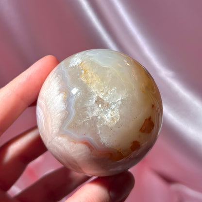 Pink amethyst flower agate sphere (I)
