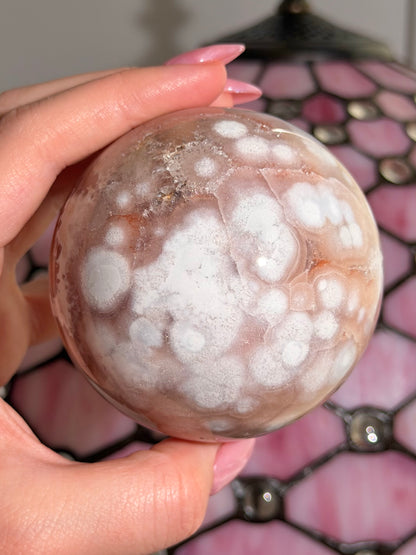 Pink amethyst x flower agate sphere
