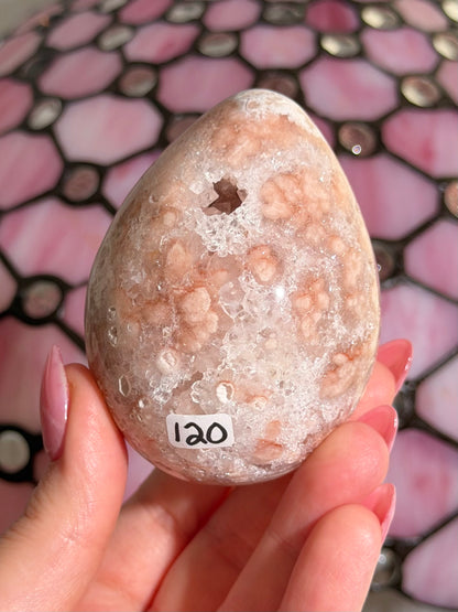 Flower agate x pink amethyst egg