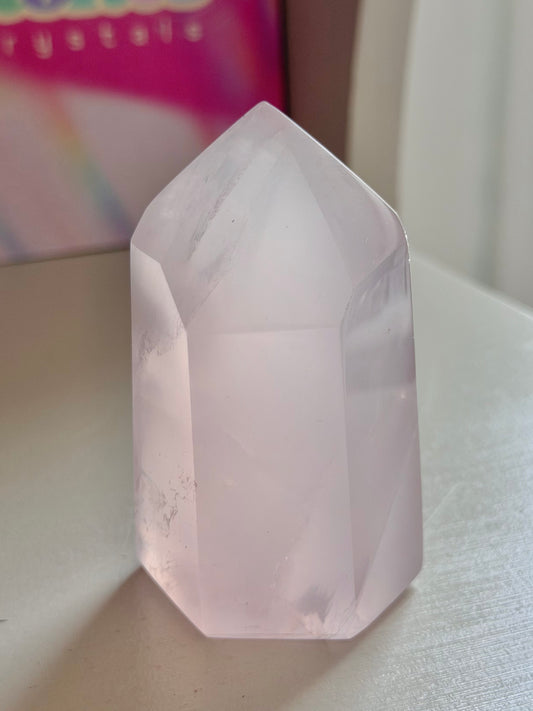 Jelly pink rose quartz tower