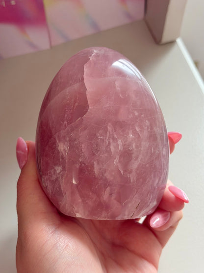 “Guava” pink rose quartz freeform