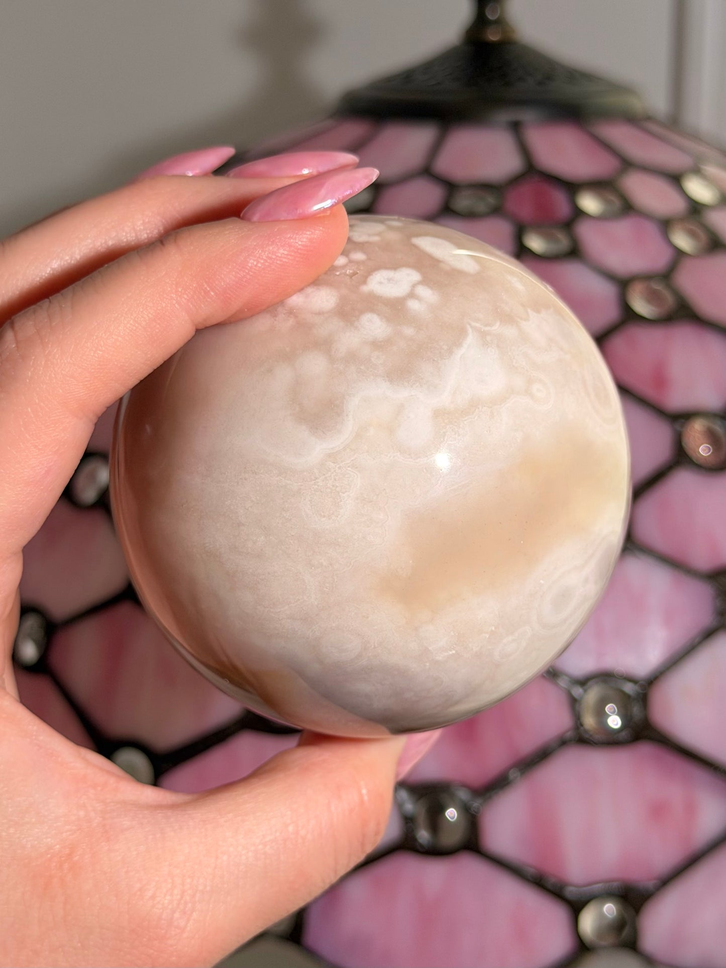 Pink amethyst x flower agate sphere