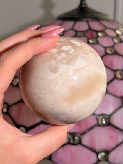Pink amethyst x flower agate sphere