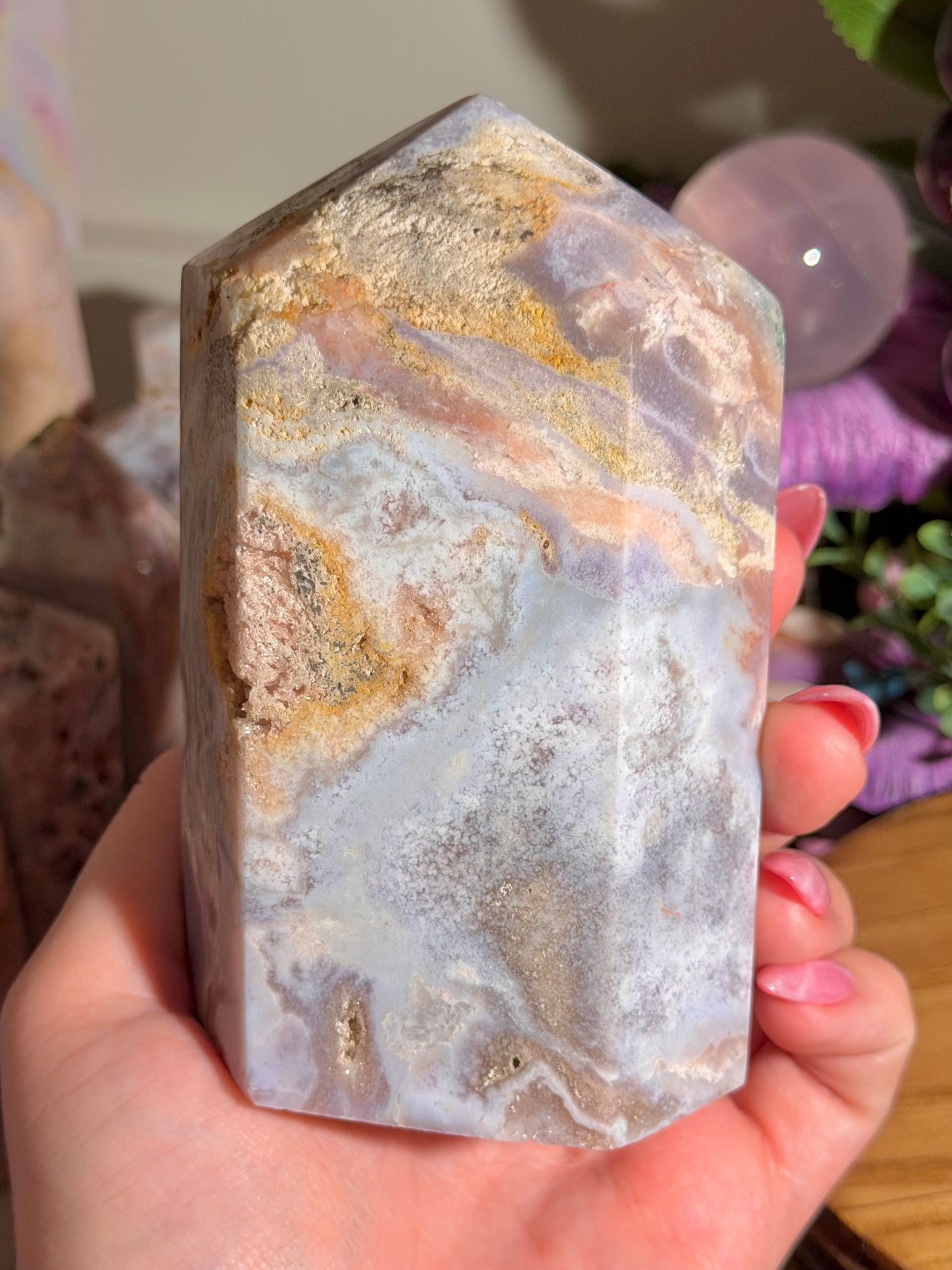 Pastel pink amethyst tower from Brazil