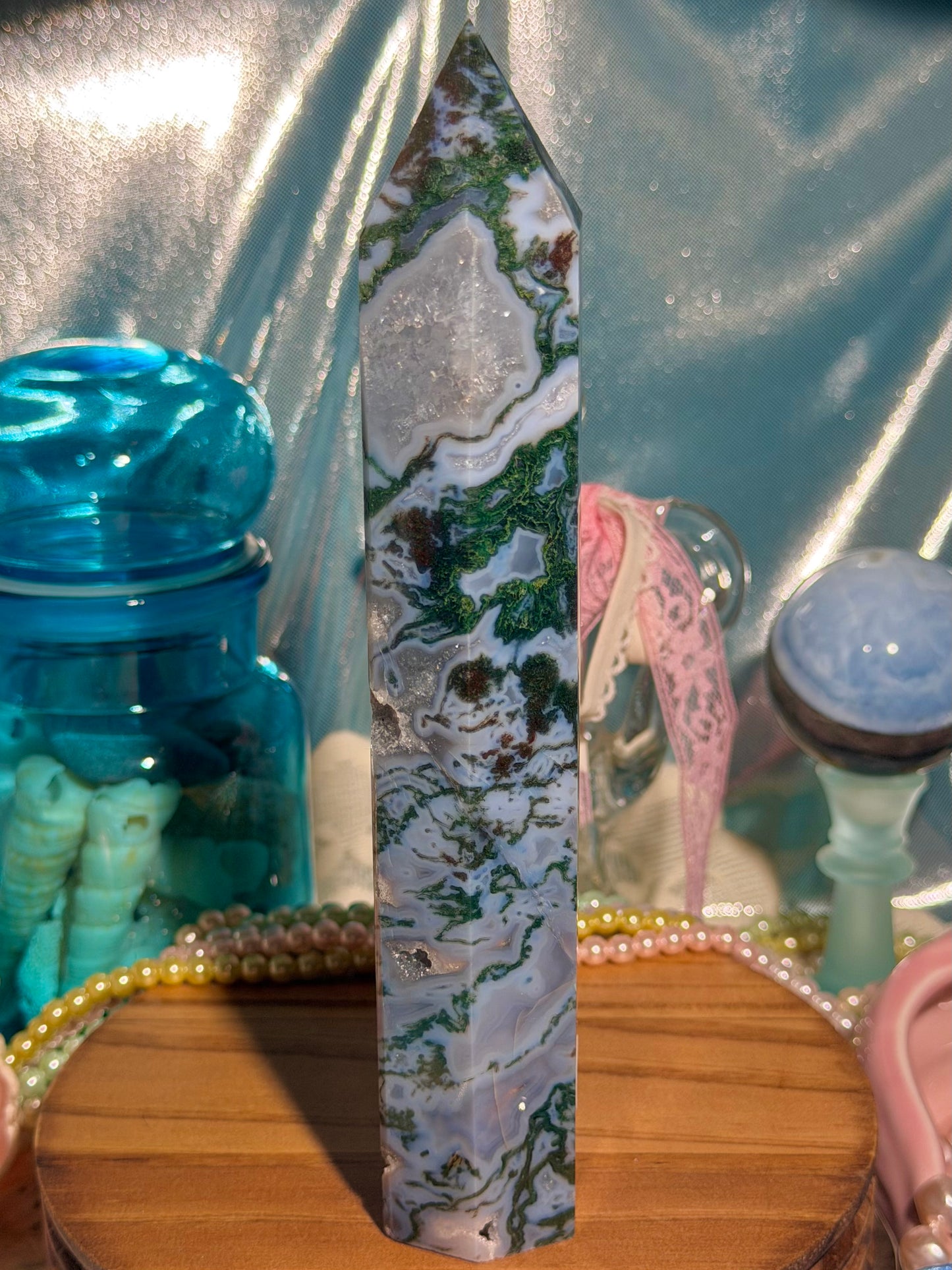 Moss agate tower