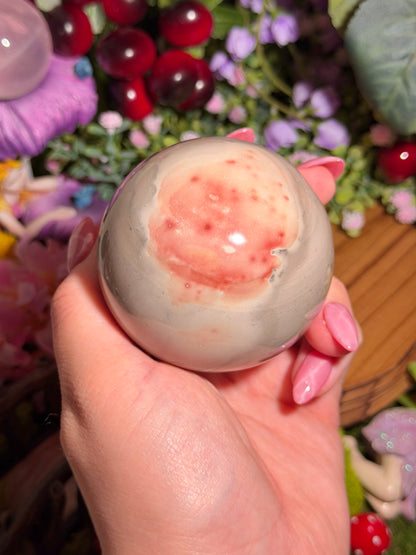 Strawberry zebra jasper sphere